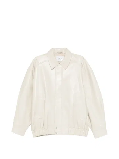 Agolde Aston Button Collared Jacket In Neutral
