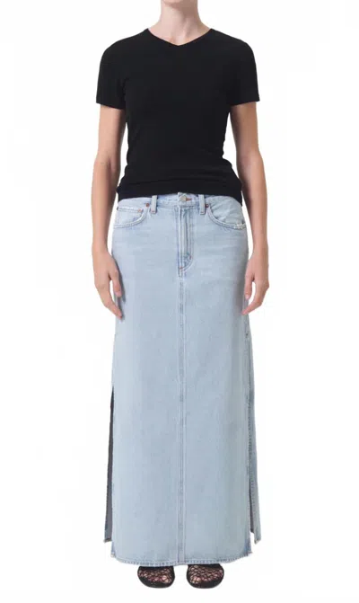 Agolde Astrid Slice Maxi Skirt In Fragment In Blue