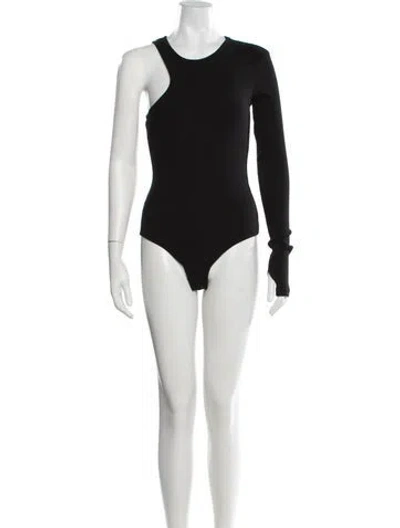 Pre-owned Agolde Asymmetrical Long Sleeve Bodysuit In Black