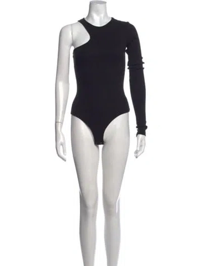 Pre-owned Agolde Asymmetrical Long Sleeve Bodysuit In Black