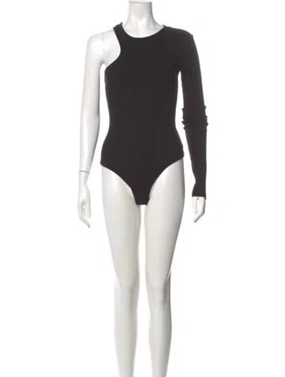 Pre-owned Agolde Asymmetrical Long Sleeve Bodysuit In Gray