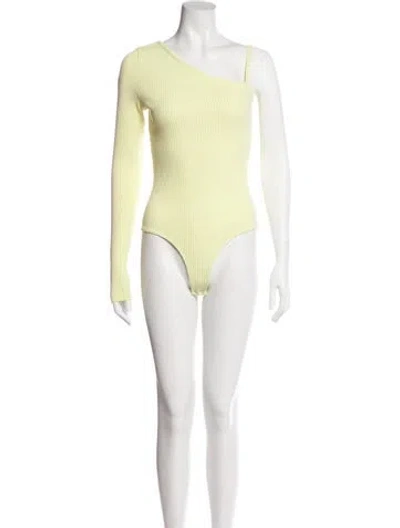 Pre-owned Agolde Asymmetrical Long Sleeve Bodysuit In Green