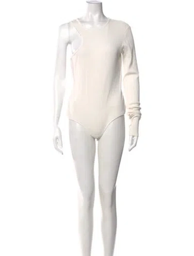 Pre-owned Agolde Asymmetrical Long Sleeve Bodysuit In Neutral