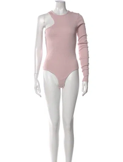 Pre-owned Agolde Asymmetrical Long Sleeve Bodysuit In Pink
