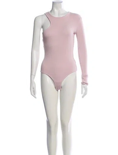 Pre-owned Agolde Asymmetrical Long Sleeve Bodysuit W/ Tags In Pink