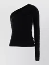 Agolde Asymmetrical Long Sleeve Top Ruching In Black