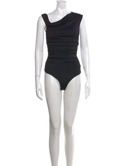 Pre-owned Agolde Asymmetrical Sleeveless Bodysuit In Black