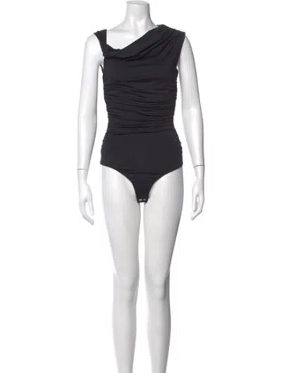 Pre-owned Agolde Asymmetrical Sleeveless Bodysuit In Black