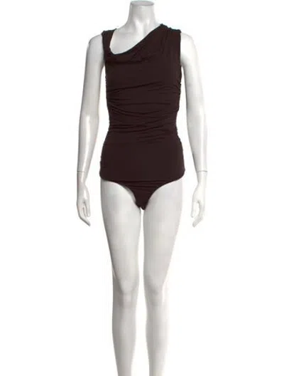 Pre-owned Agolde Asymmetrical Sleeveless Bodysuit In Black