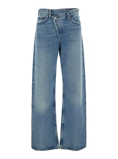 Agolde Asymmetrical Wide-leg Denim Jeans In Blue