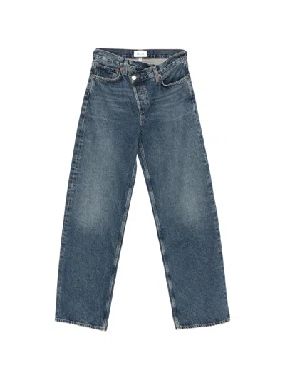 Agolde Asymmetric-waistband Wide-leg Jeans In Blue
