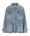 Agolde Aubrey Distressed Denim Jacket In Multi