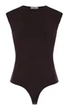 Agolde Aura Cotton-blend Bodysuit In Brown