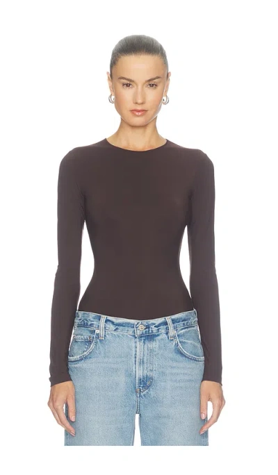 Agolde Aura Long Sleeve Bodysuit In Chocolate