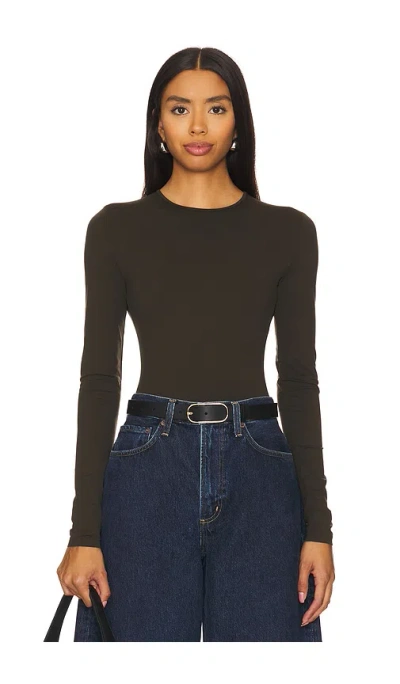 Agolde Aura Long Sleeve Bodysuit In Chocolate