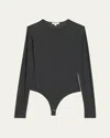 Agolde Aura Long-sleeve Bodysuit In Granite (dk Gre