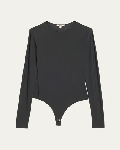 Agolde Aura Long-sleeve Bodysuit In Granite (dk Gre