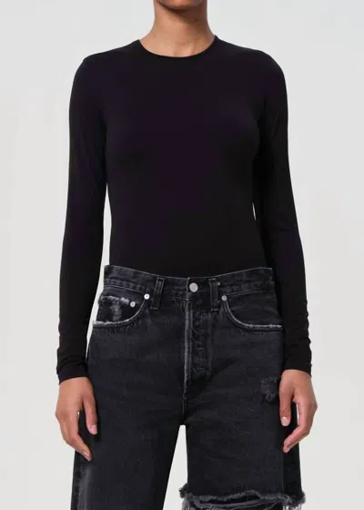 Agolde Aura Long Sleeve Bodysuit In Black