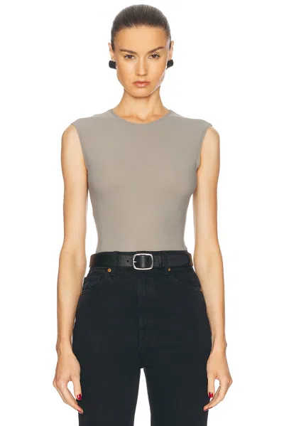 Agolde Aura Sleeveless Bodysuit In Aluminum