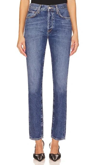 Agolde Austin Mid Rise Tapered Slim In Blue