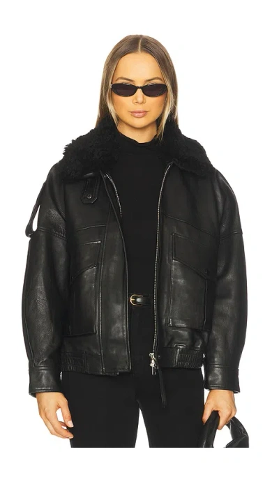 Agolde Avril Leather Jacket In Black