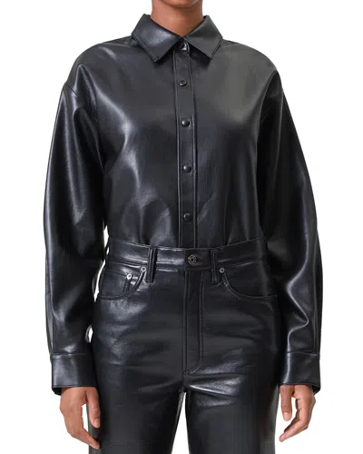 Agolde Aylin Faux Leather Shirt In Detox