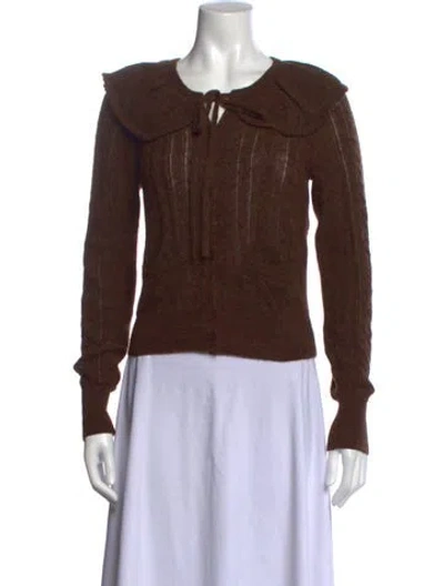 Pre-owned Agolde Baby Alpaca Tie Neck Sweater In Brown