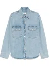 Agolde Baby Blue Shirt With Buttoned Chest Pockets In Blue