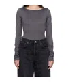 Agolde Nova Long Sleeve Crop Rib T-shirt In Gray