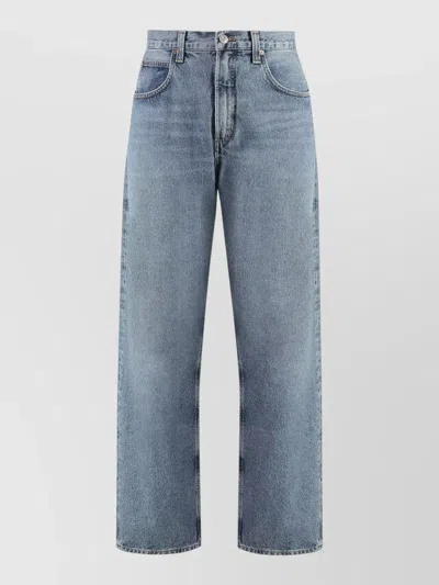 Agolde Baggy Jeans Belt Loops Straight Leg Cut In Blue