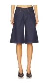 Agolde V-waist Long Baggy Denim Shorts In Blue