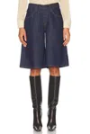 Agolde V-waist Long Baggy Denim Shorts In Blue