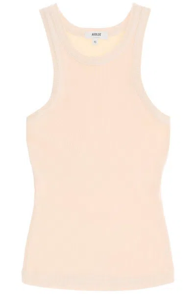 Agolde Top Smanicato A Costine Baily In Neutro,pink