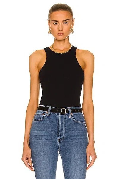 Agolde Ribbed Knitted Sleeveless Top In Black