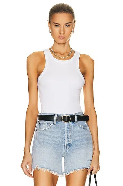 Agolde Poppy Ribbed Stretch Organic Cotton And Tencel-blend Jersey Tank In White