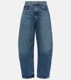 Agolde Luna Pieced Cotton Denim Jeans In Blue