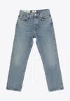 Agolde High Waist 90's Frayed Hem Jeans In Blue