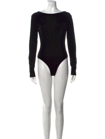 Pre-owned Agolde Bateau Neckline Long Sleeve Bodysuit In Black