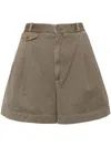 Agolde Becker Pleat-detailing Shorts In Green