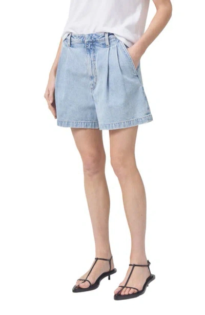 AGOLDE BECKER PLEATED RELAXED FIT DENIM SHORTS