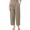Agolde Becker Pleated Relaxed Fit Twill Chinos In Bark