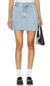 Agolde Crisscross Raw Hem Denim Miniskirt In Rotate