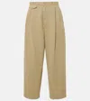 Agolde Daryl Pleated Cotton-twill Wide-leg Pants In Green