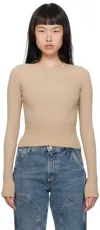 Agolde Beige Alma Long Sleeve T-shirt In Wafer