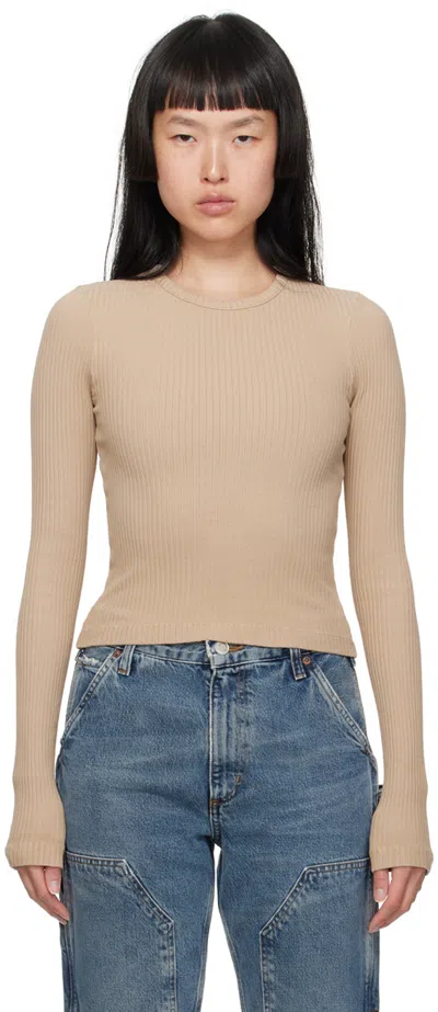 Agolde Beige Alma Long Sleeve T-shirt In Wafer