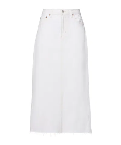 Agolde Belt-loop Denim Skirt In White
