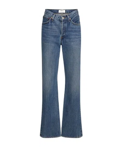 Agolde Mid Rise Kick Bootcut Jeans In Curve In Blue