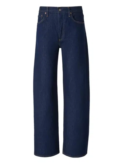 Agolde Low Curve Cropped Mid-rise Barrel-leg Jeans In Blue