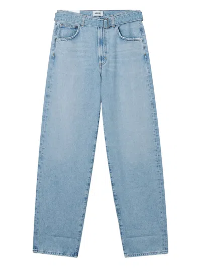 Agolde Belted Cuffed Jeans In Blue