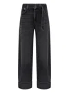 Agolde Tapered Cuffed Jeans Belted Waist In Gray